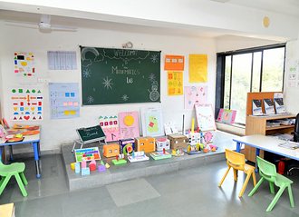 The maths lab, with shapes and learning material on display