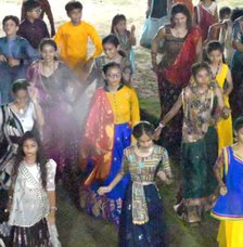 Students dancing garba at the school Navratri celebration