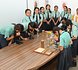 Students at the microscopes in the biology laboratory