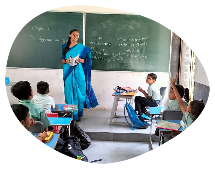 A primary class answering questions during a lesson