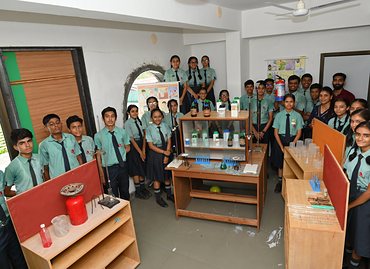 Senior students in the Surya chemistry laboratory