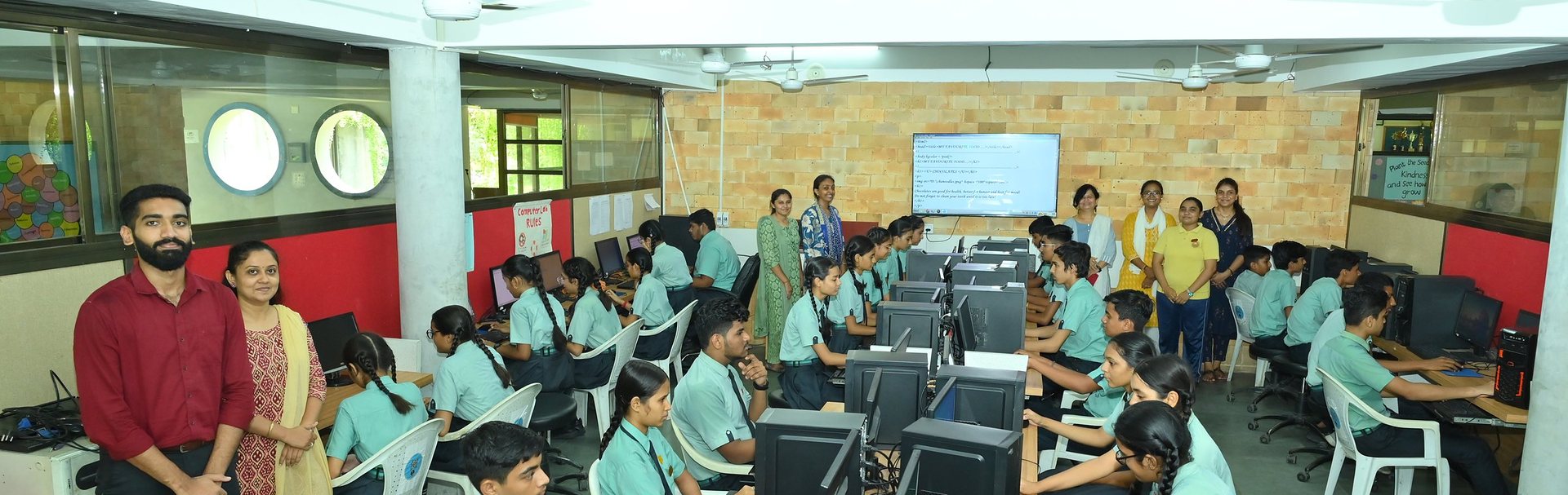Senior students at work in the computer lab